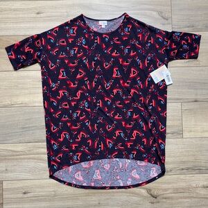 Lularoe Womens Irma Abstract‎ Print Tunic Size Medium Black Light Blue Pink Red